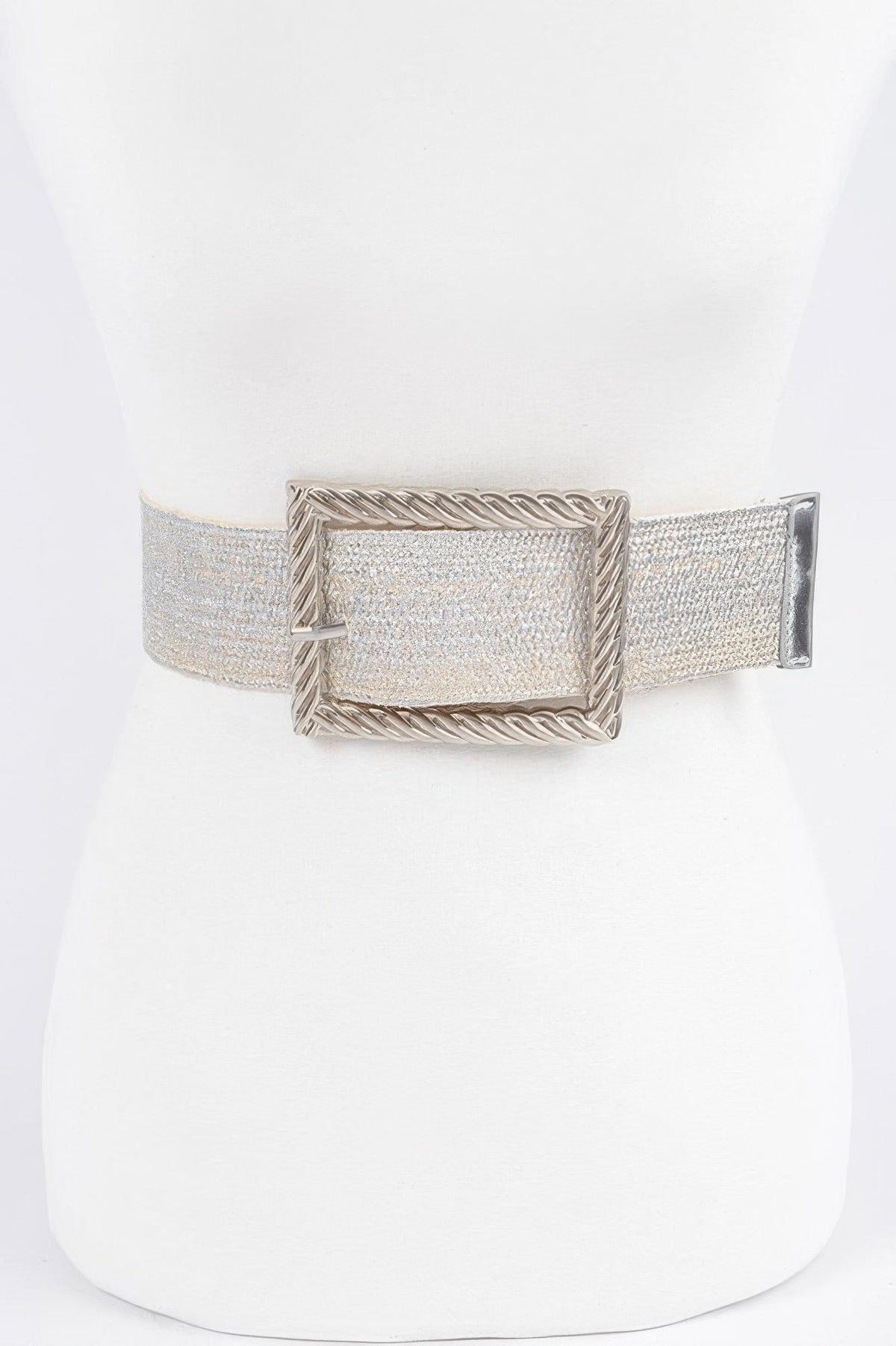 Wide Metal Buckle Clear Belt