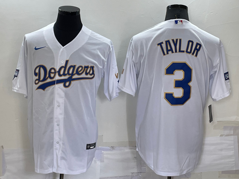 Men's Los Angeles Dodgers Chris Taylor #3 White Stitched jersey