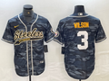 Men's Pittsburgh Steelers Russell Wilson #3 Grey Camouflage Game jersey Joint Edition
