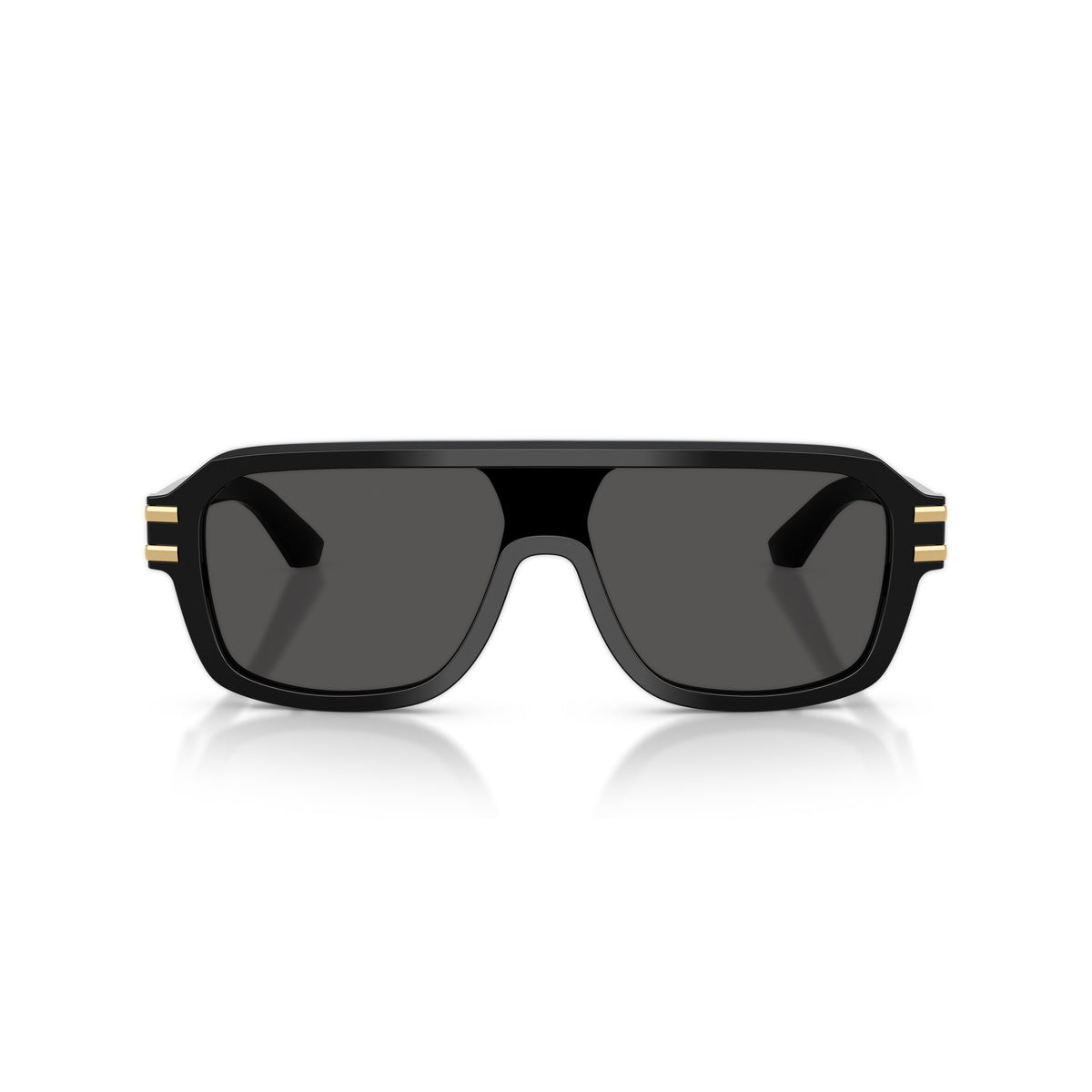 0Dg4507 Rectangular Black Acetate Sunglasses with Gold Accents
