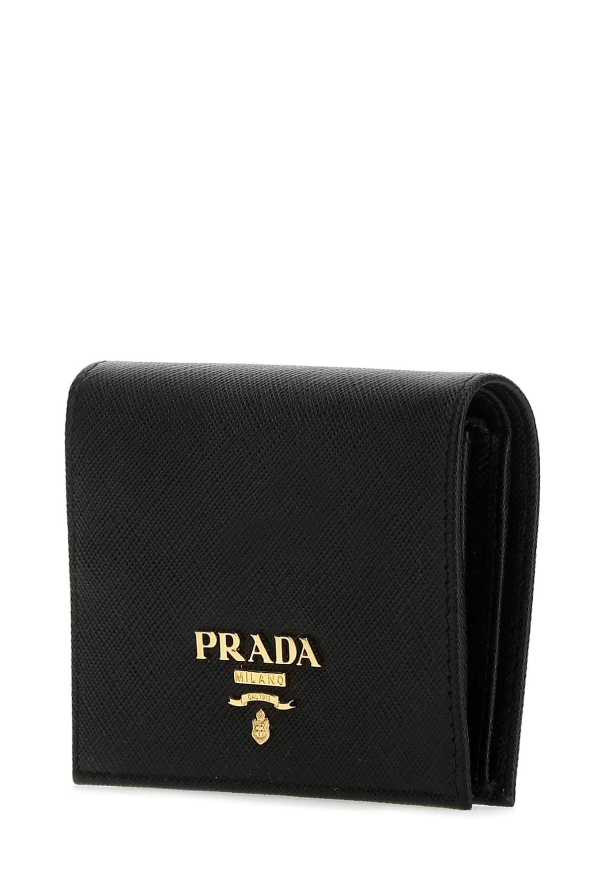 Prada Women Black Leather Wallet