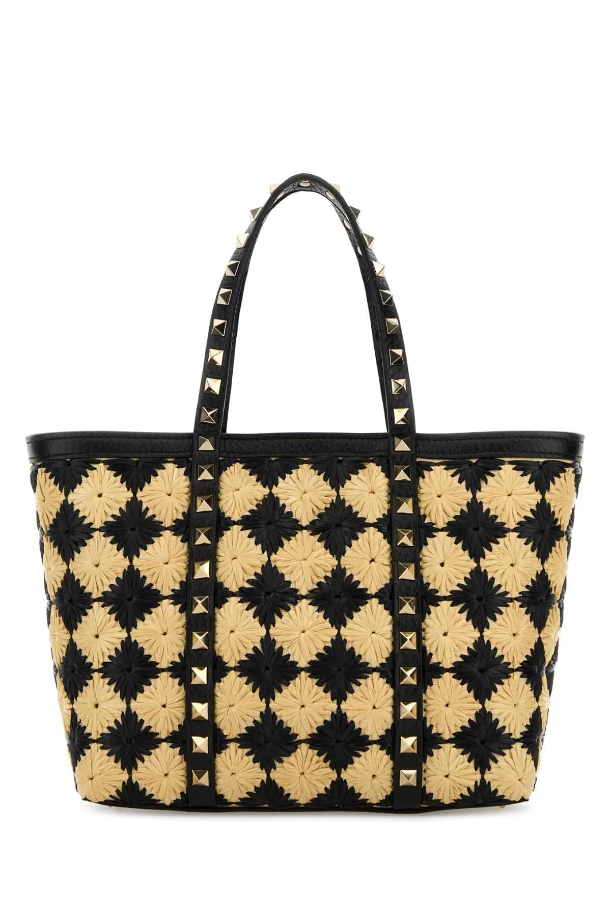 Valentino Garavani Women Embroidered Raffia Mini Rockstud Handbag