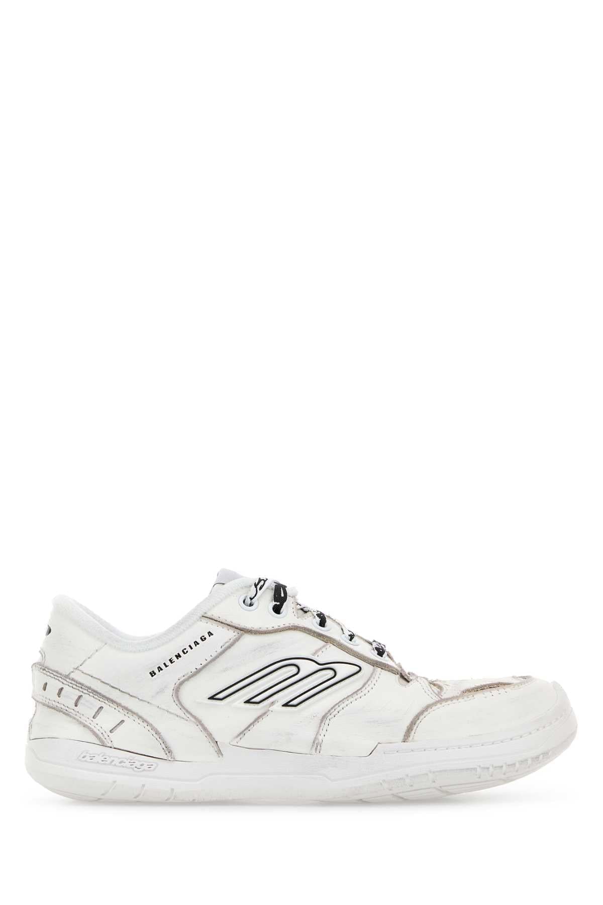 Balenciaga Women White Leather Hamptons Sneakers
