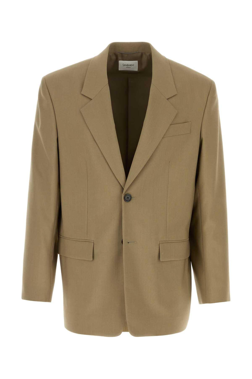 Saint Laurent Men Khaki Wool Blend Blazer