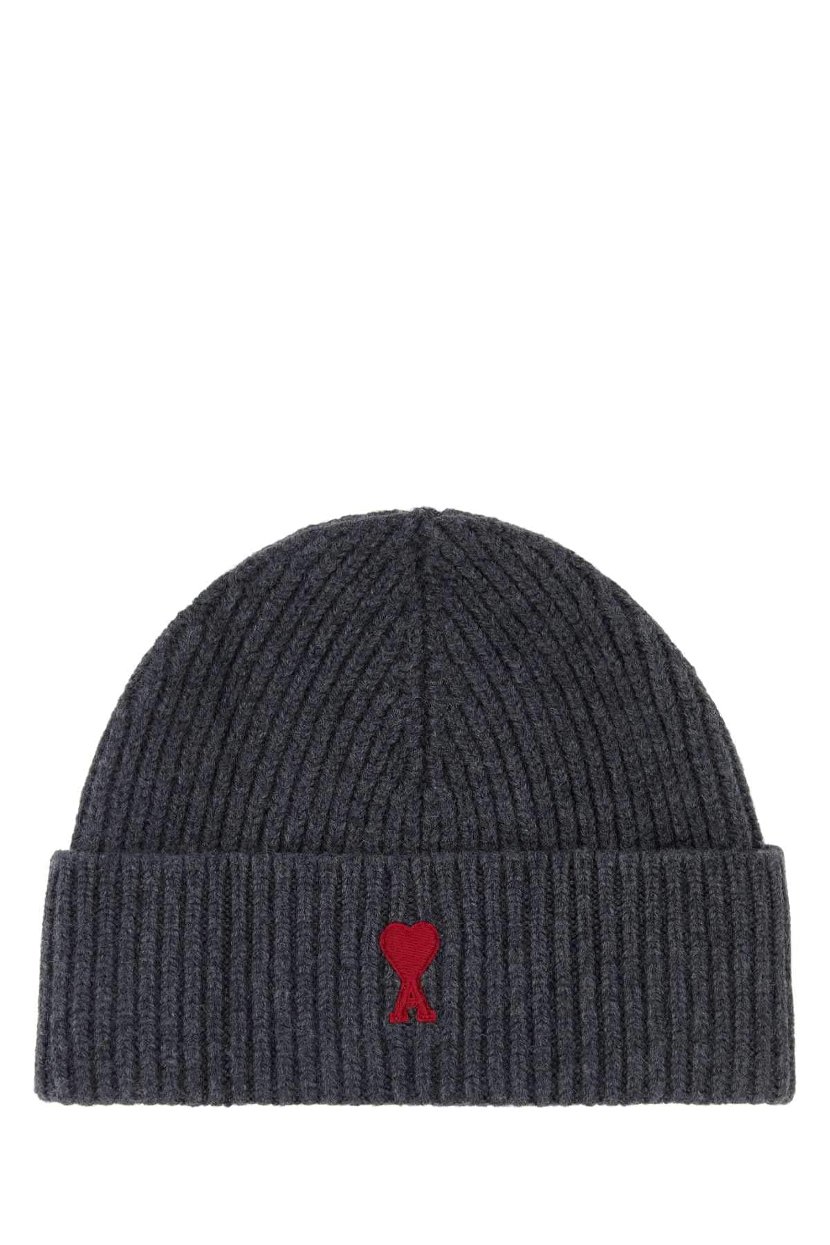 Ami Men Graphite Wool Beanie Hat