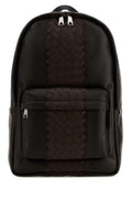 Bottega Veneta Men Dark Brown Leather Backpack