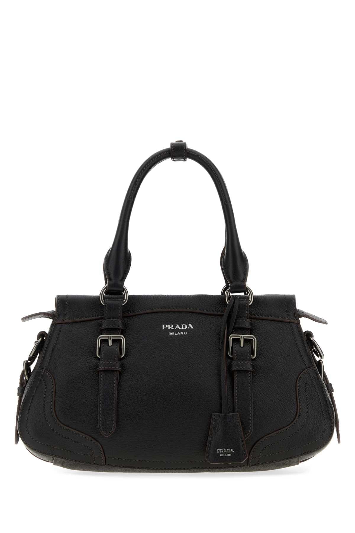 Prada Women Black Leather Large Handbag
