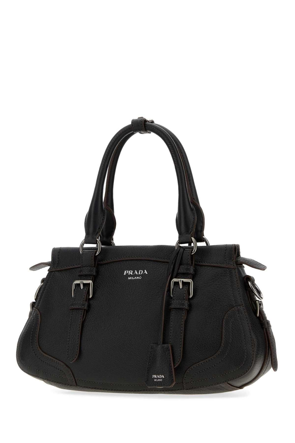 Prada Women Black Leather Large Handbag