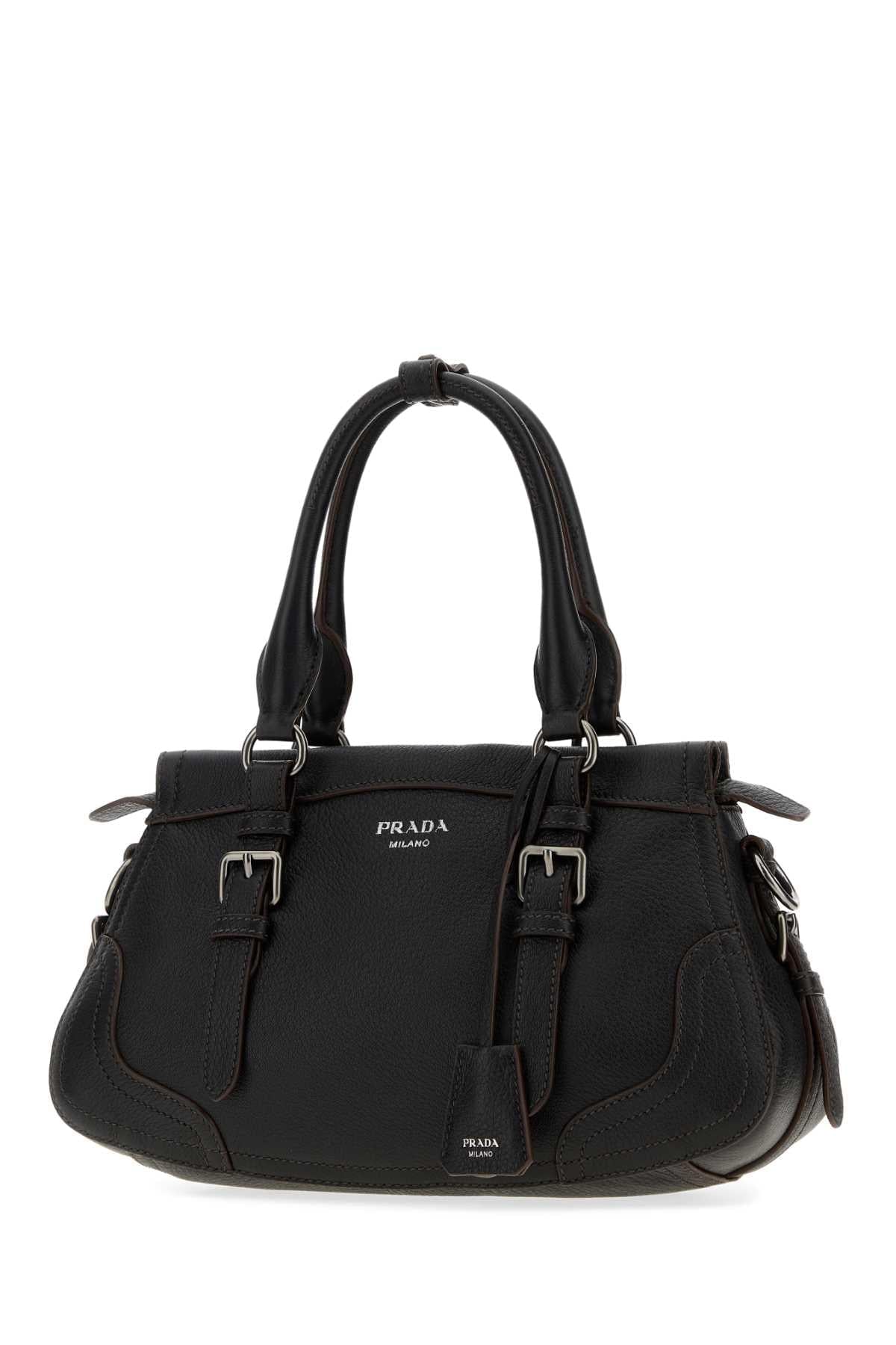 Prada Women Black Leather Large Handbag