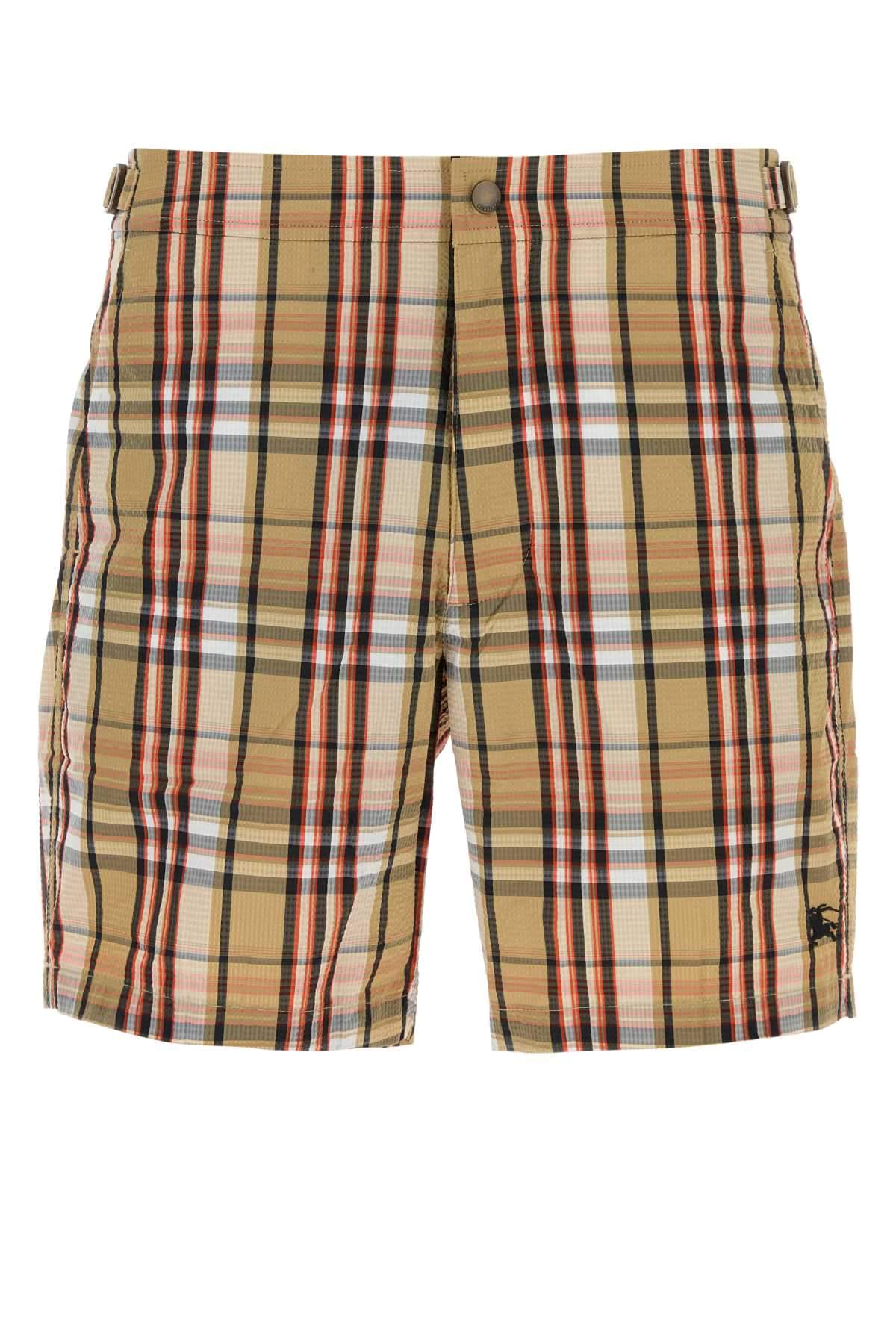 Burberry Men Printed Seersucker Swimming Shorts