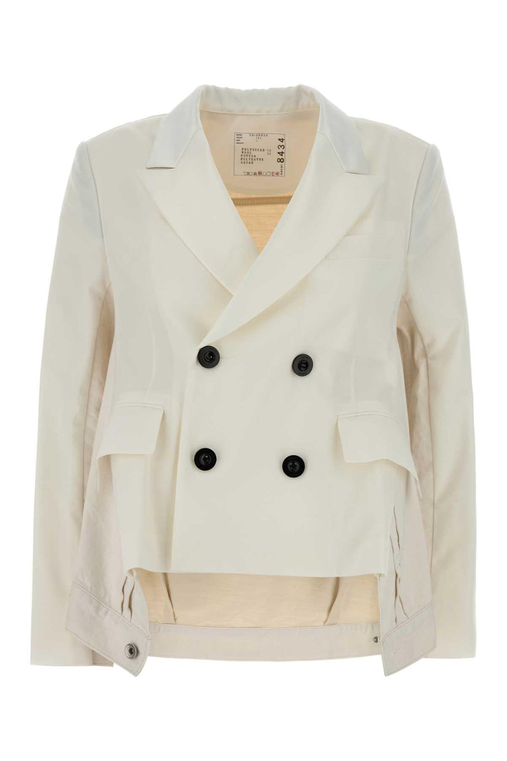 Sacai Women Ivory Twill And Denim Blazer