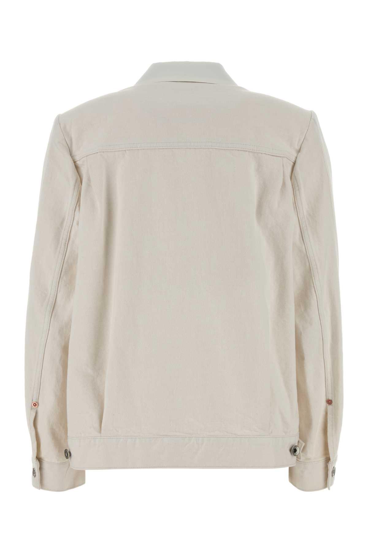 Sacai Women Ivory Twill And Denim Blazer