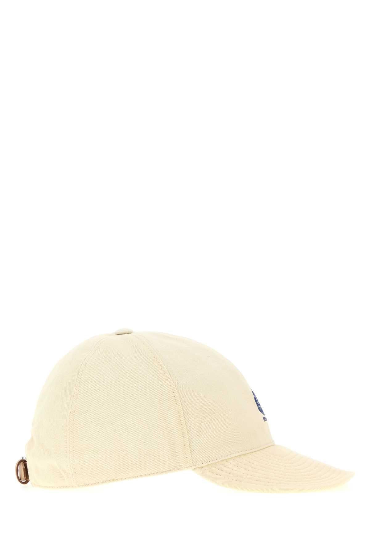Prada Men Cream Cotton Baseball Cap