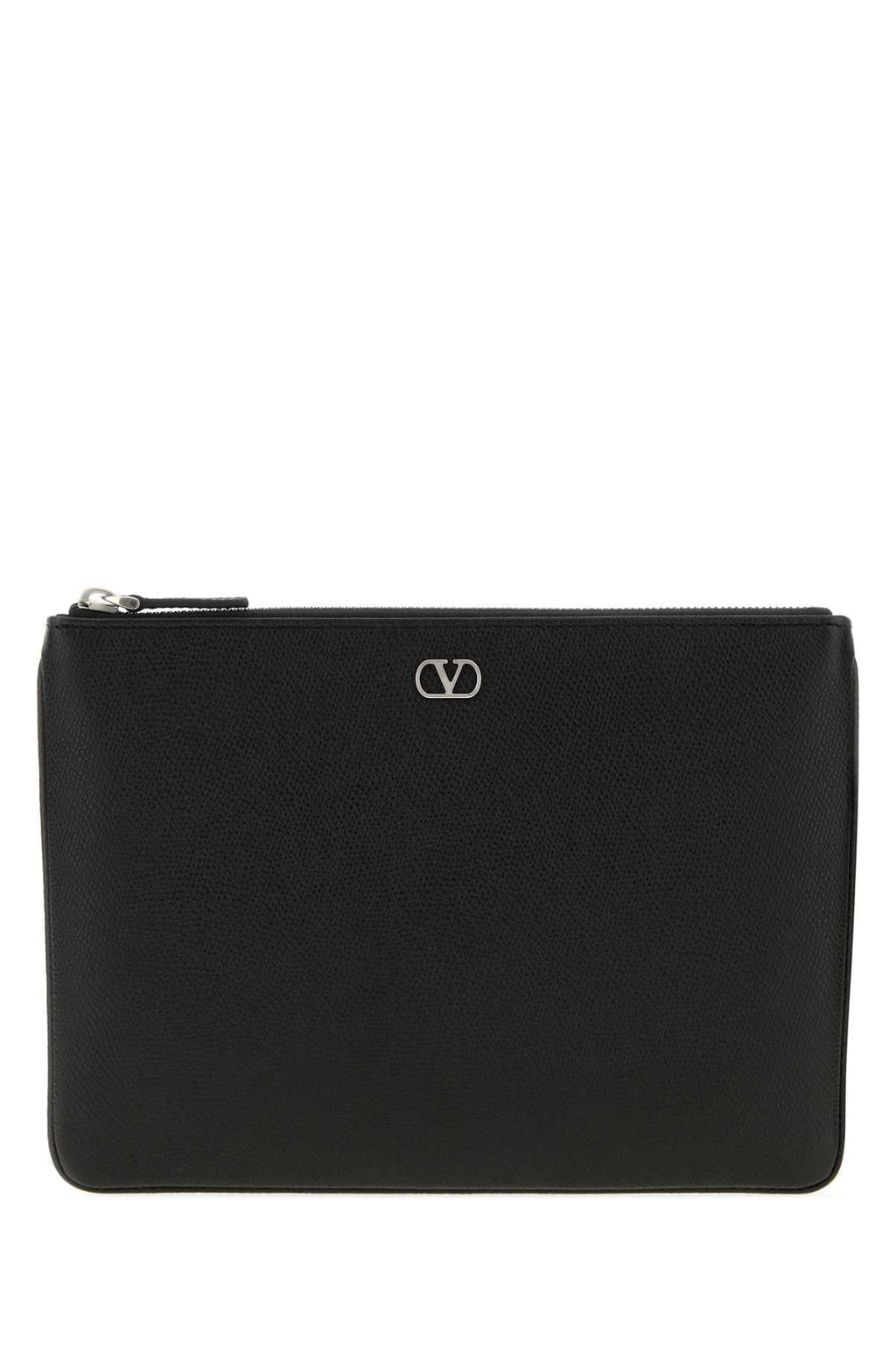 Valentino Garavani Men Black Leather Vlogo Signature Clutch