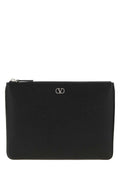 Valentino Garavani Men Black Leather Vlogo Signature Clutch