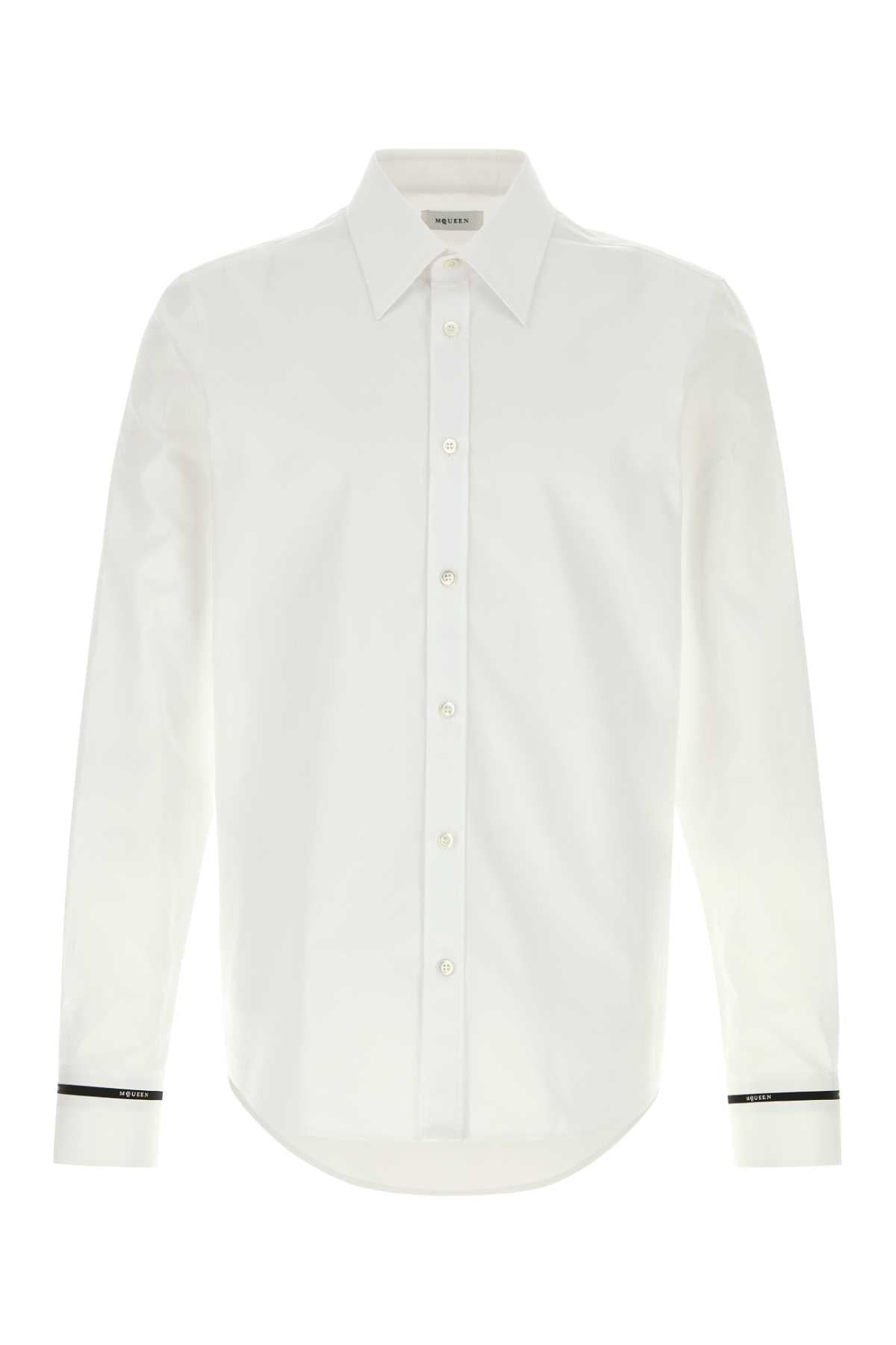 Alexander Mcqueen Men White Poplin Shirt