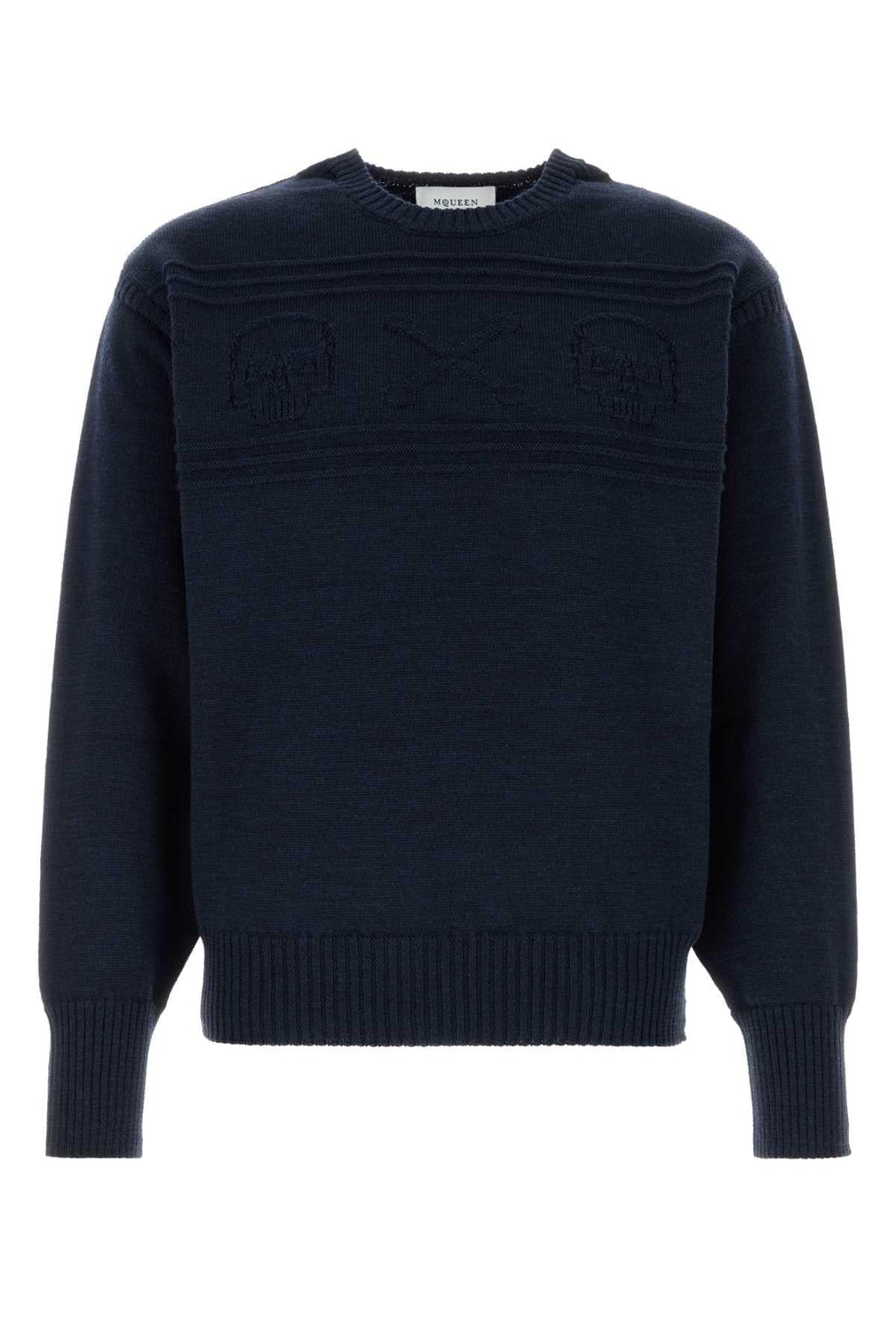 Alexander Mcqueen Men Navy Blue Wool Sweater