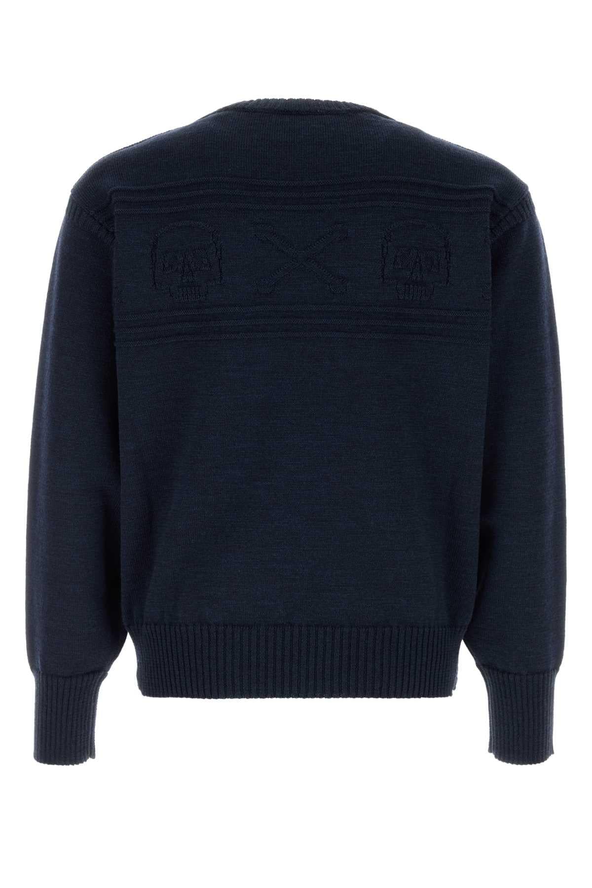 Alexander Mcqueen Men Navy Blue Wool Sweater