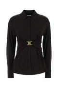 Salvatore Ferragamo Women Dark Brown Stretch Viscose Shirt