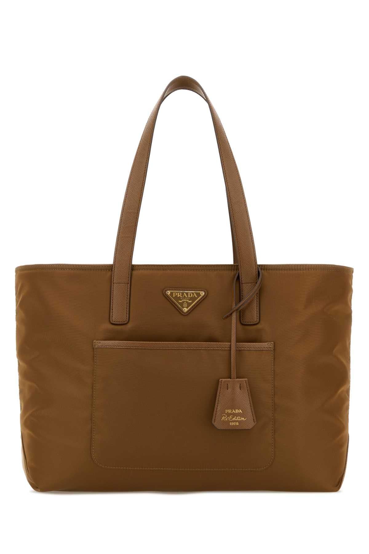 Prada Women Brown Re-Nylon Shopping Bag