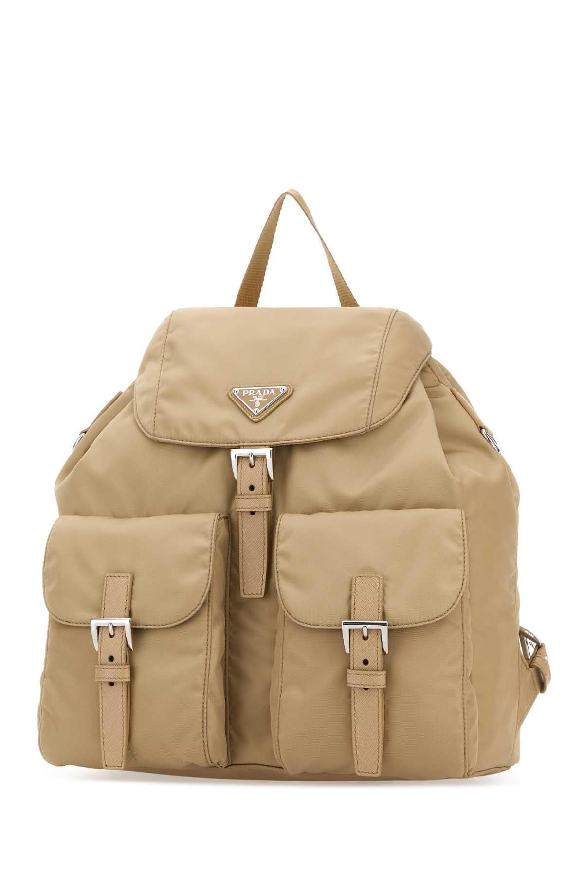 Prada Women Sand Canvas Backpack