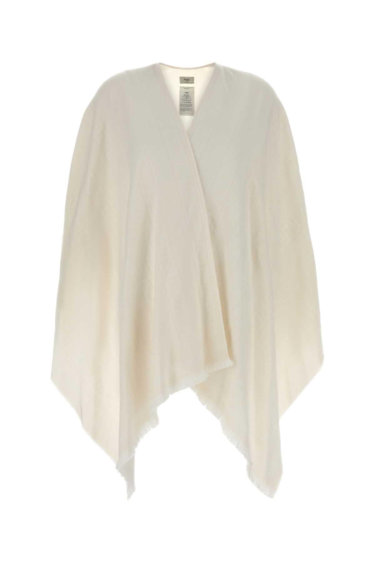 Fendi Women Ivory Wool Blend Cape