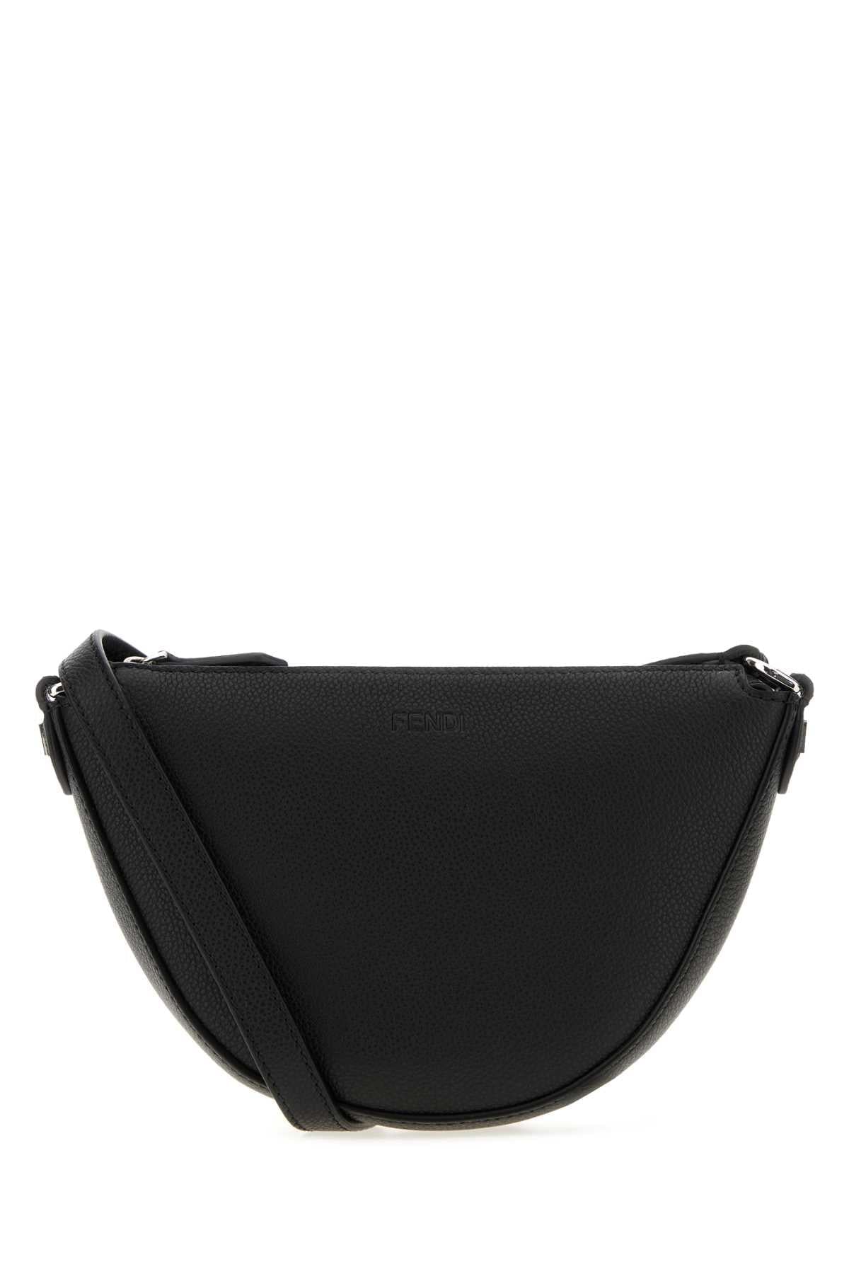 Fendi Men Black Leather Mini Fendi Melon Crossbody Bag