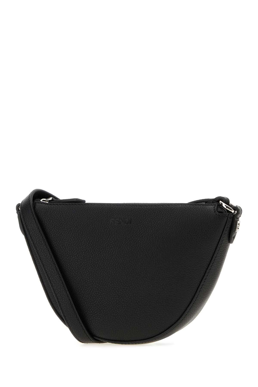 Fendi Men Black Leather Mini Fendi Melon Crossbody Bag