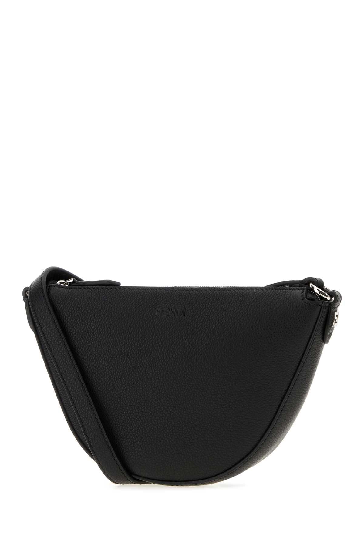 Fendi Men Black Leather Mini Fendi Melon Crossbody Bag