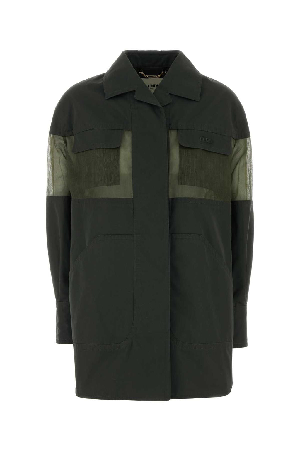 Fendi Women Olive Green Cotton Blend Jacket