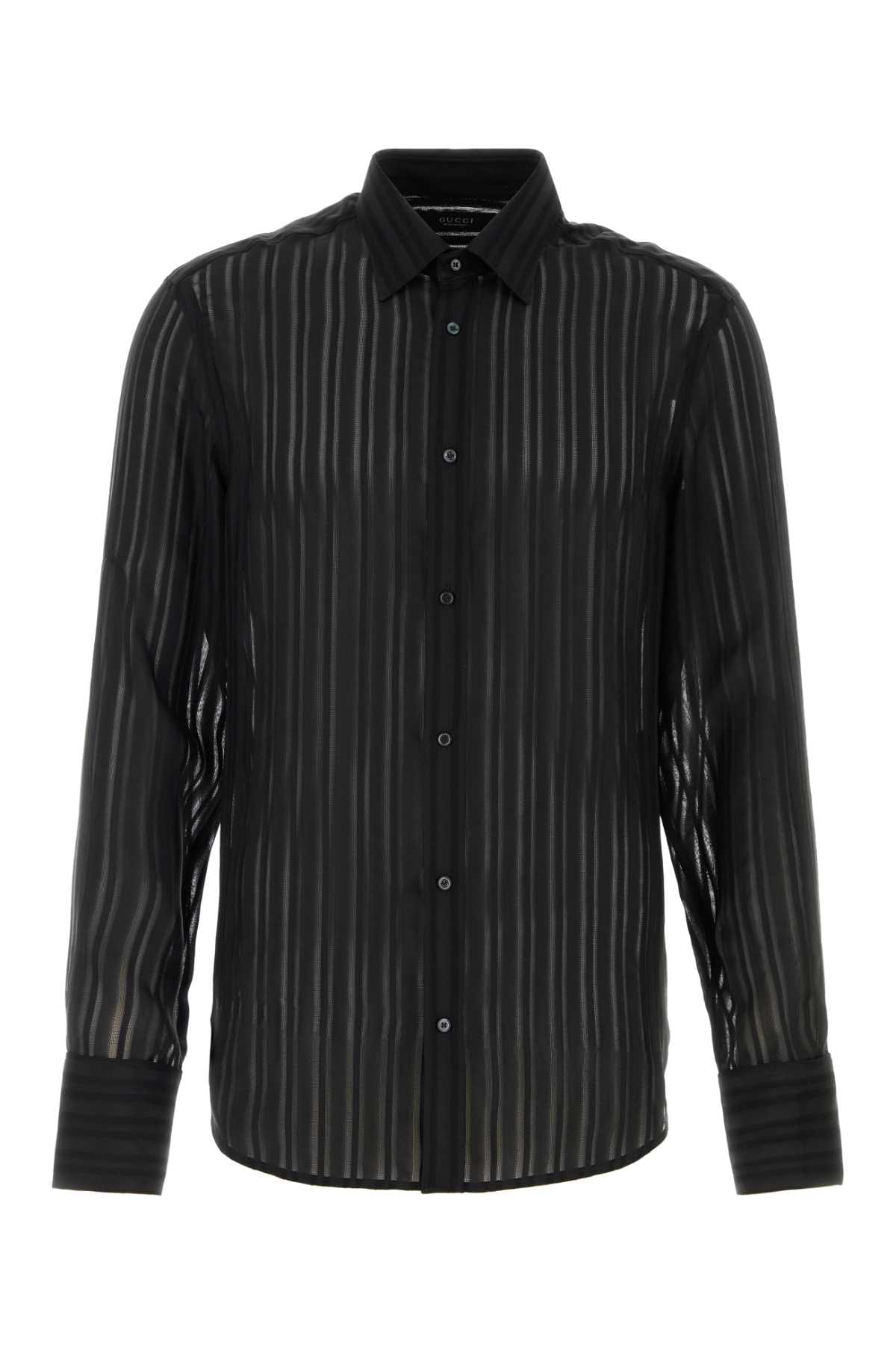 Gucci Men Black Silk Shirt