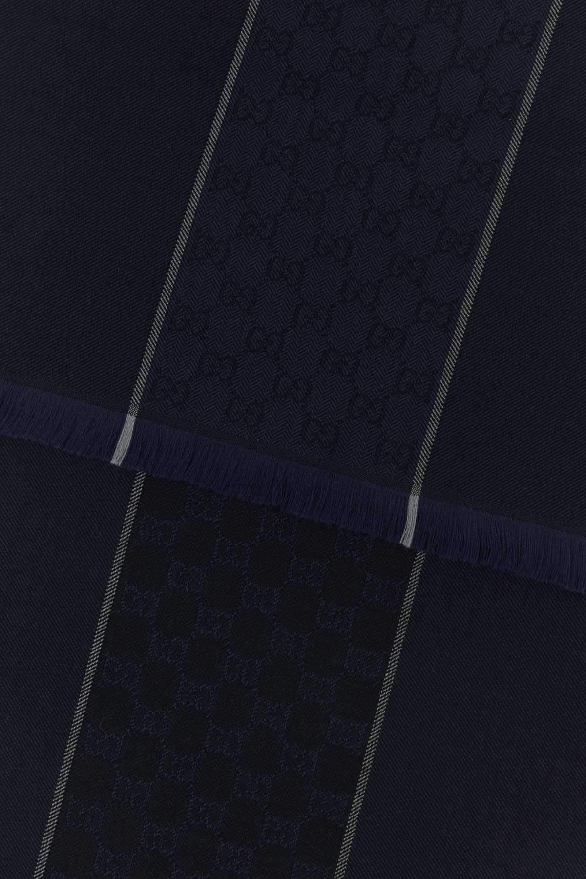 Gucci Men Midnight Blue Wool Scarf