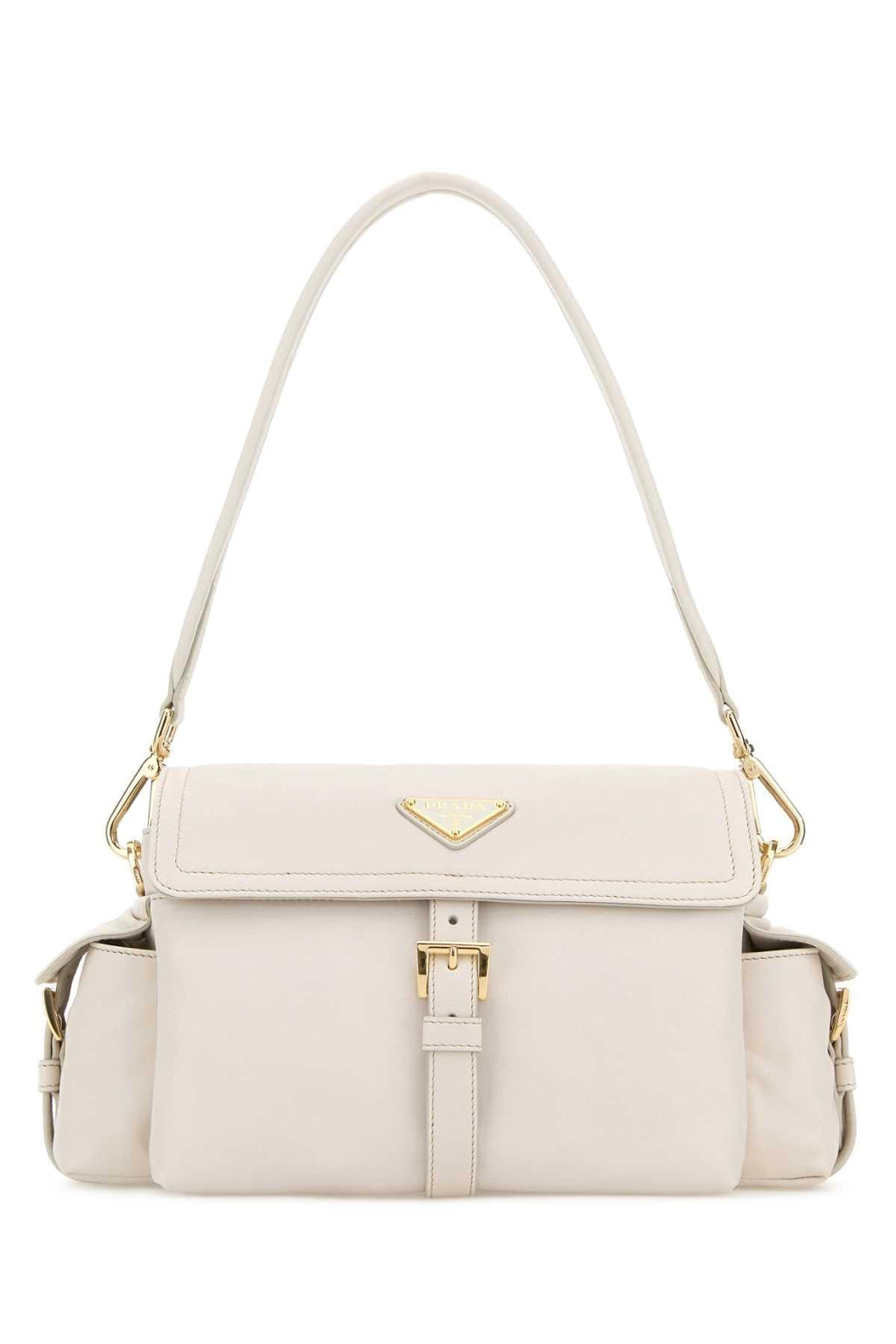 Prada Women Ivory Nappa Leather Prada Explore Shoulder Bag
