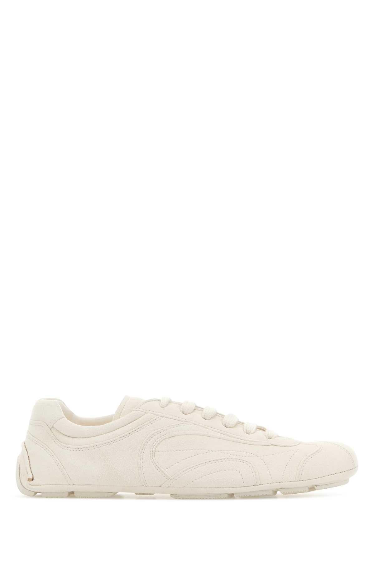 Prada Women White Suede Montecarlo Sneakers