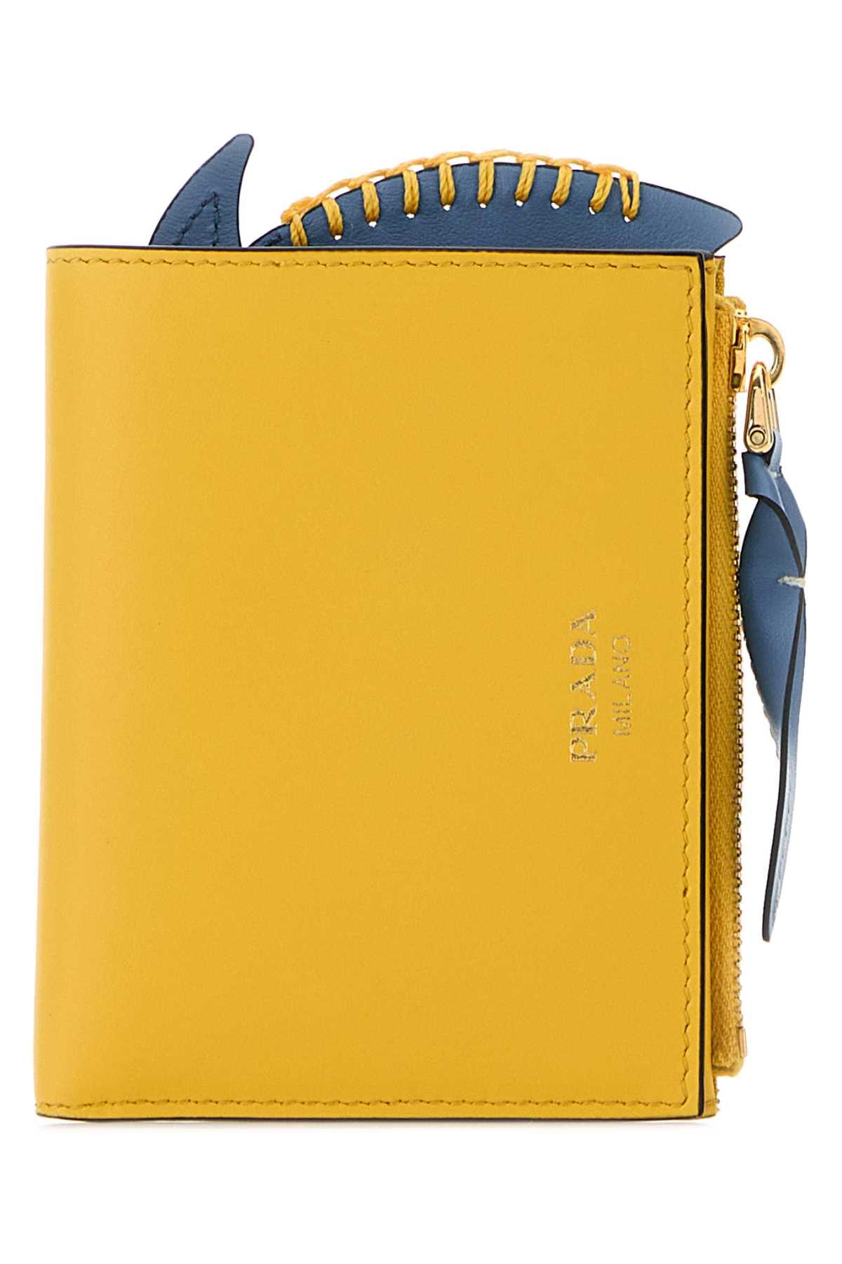 Prada Women Yellow Leather Wallet