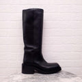 PRADA LEATHER ROUND TOE BOOTS - SIZE 40