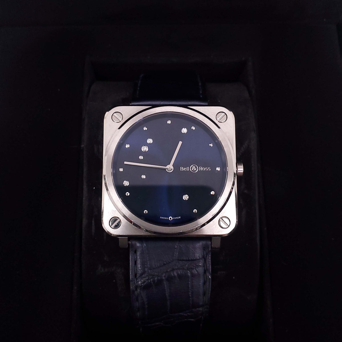 BELL & ROSS DIAMOND WATCH EAGLE QUARTZ 39MM CORDON BLEU
