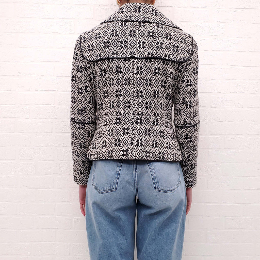 SMYTHE BLACK AND GREY PATTERNED JACKET - SIZE 6