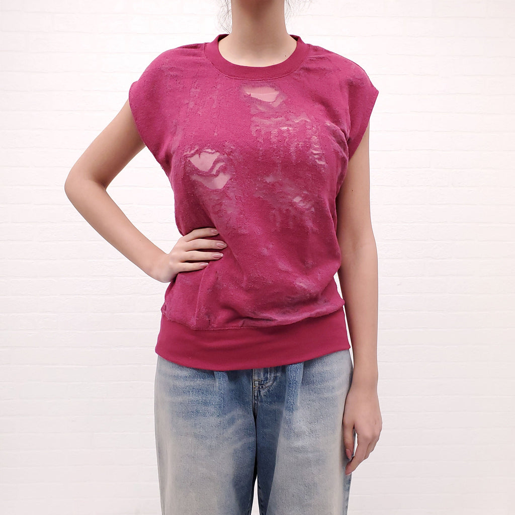 IRO RASPBERRY SHORT SLEEVE SWEATSHIRT - SIZE S