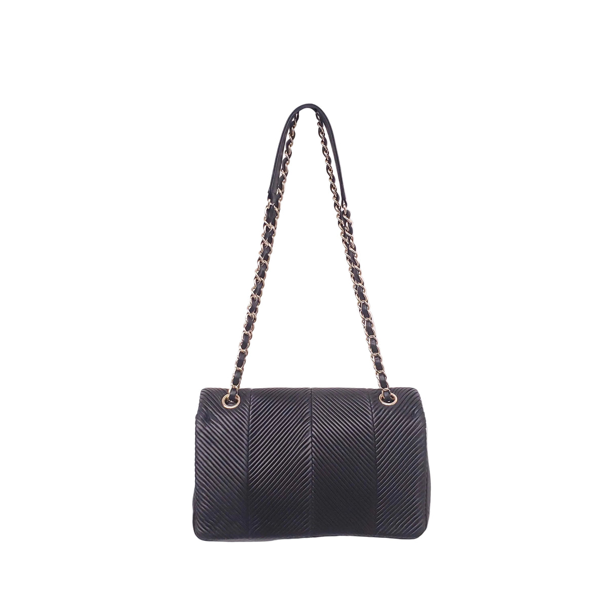 CHANEL BLACK CHEVRON FLAP BAG