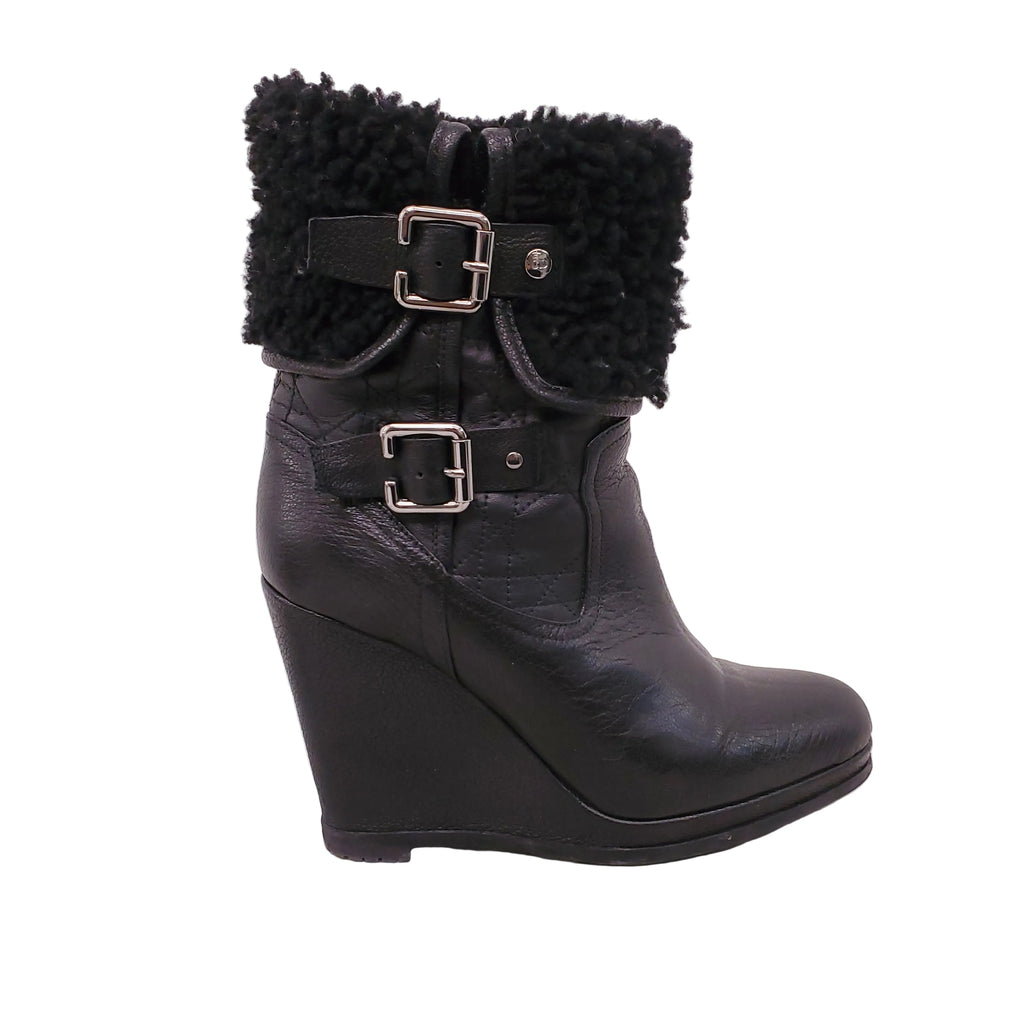 CHRISTIAN DIOR SHEARLING PLATFORM BOOTS - SIZE 37.5