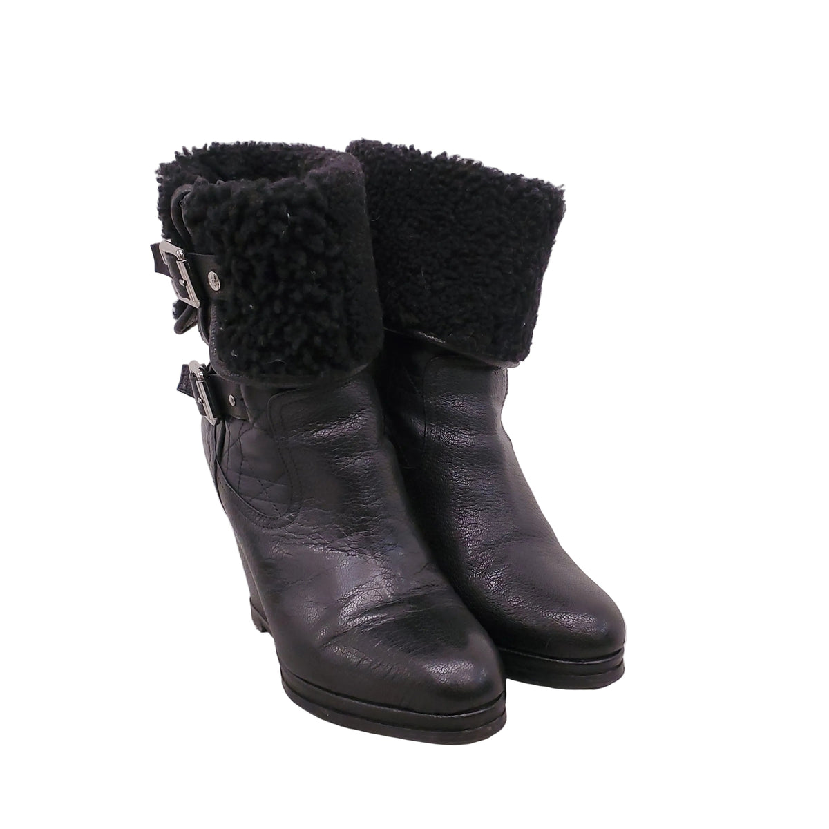 CHRISTIAN DIOR SHEARLING PLATFORM BOOTS - SIZE 37.5