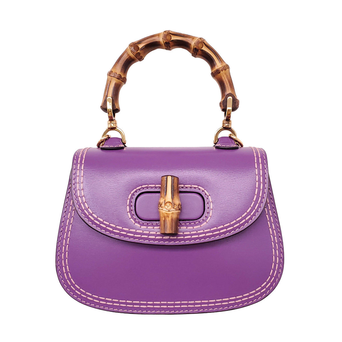 GUCCI PURPLE BAMBOO TOP HANGLE BAG