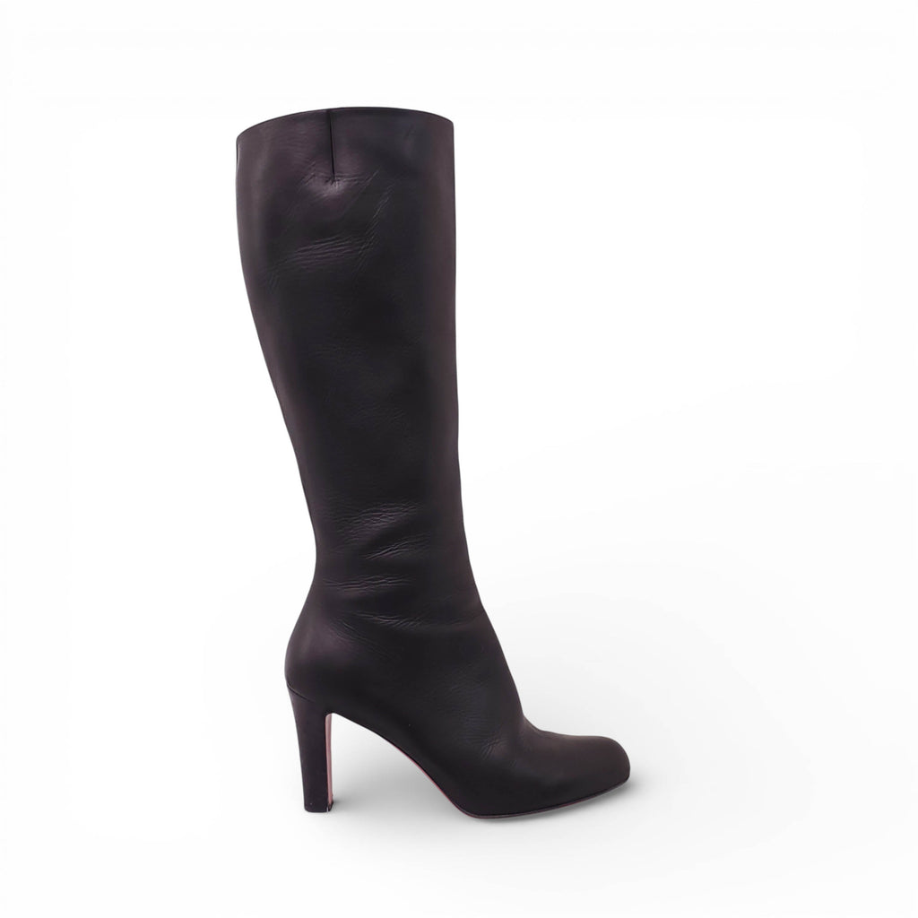 CHRISTIAN LOUBOUTIN BLACK LEATHER CALF BOOTS - SIZE 40.5