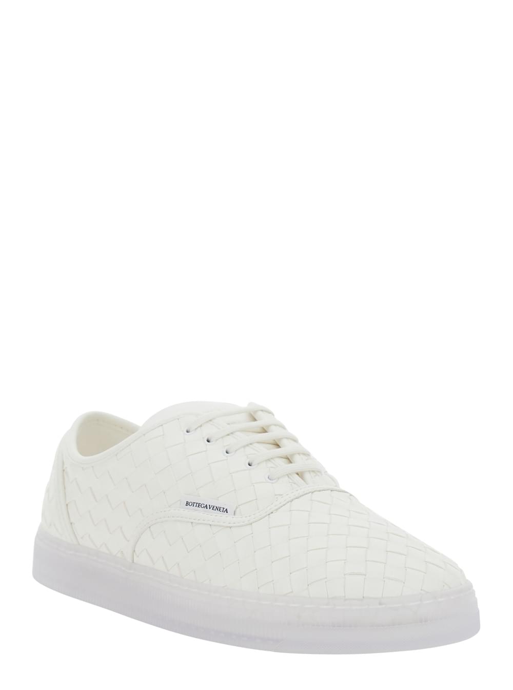 Bottega Veneta Women 'Serenawhite Sneakers With Logo Lettering On The Tongue And Intreccio Motif In Leather For Women