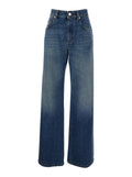Brunello Cucinelli Women Blue Jeans With Logo Patch On The Rear And Monil Detail On The Loop In Denim Woman