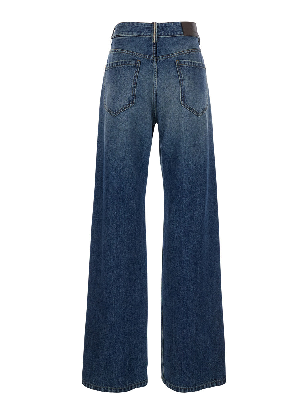 Brunello Cucinelli Women Blue Jeans With Logo Patch On The Rear And Monil Detail On The Loop In Denim Woman