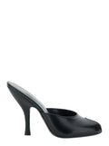 Jude Women 'Date' Black Heeled Sandals With Cut-Out Toe In Leather For Women