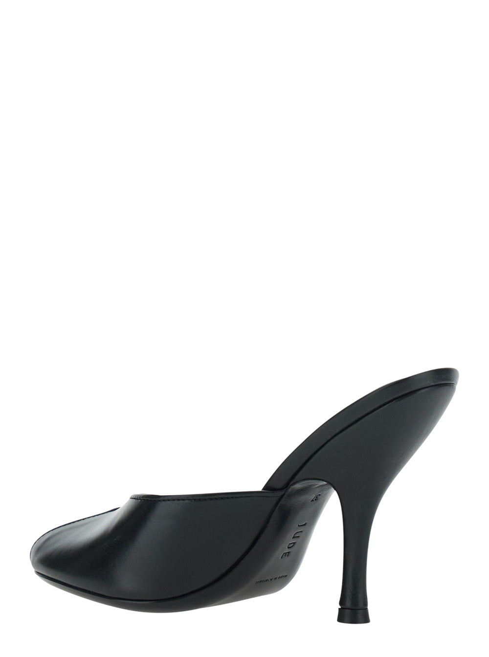 Jude Women 'Date' Black Heeled Sandals With Cut-Out Toe In Leather For Women