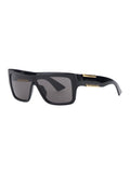 Bottega Veneta Women Black Aviator Sunglasses With Square Lenses And Metal Plates On The Side In Plastic For Women